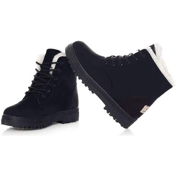 Dadawen Women’s Brown Faux Suede Fur Lined Ankle Snow Boots | Size 10 (42) - Picture 2 of 7